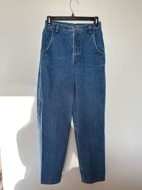 Vintage Heavy Denim Pelican Cove Mom Jeans Belt Buckle Detail High Waist